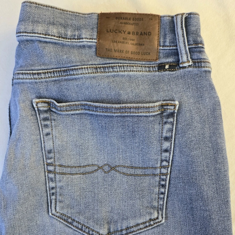 Lucky Brand Men 363 Straight Jeans Blue Med Wash Denim Stretc Size 38X32 (38X30)